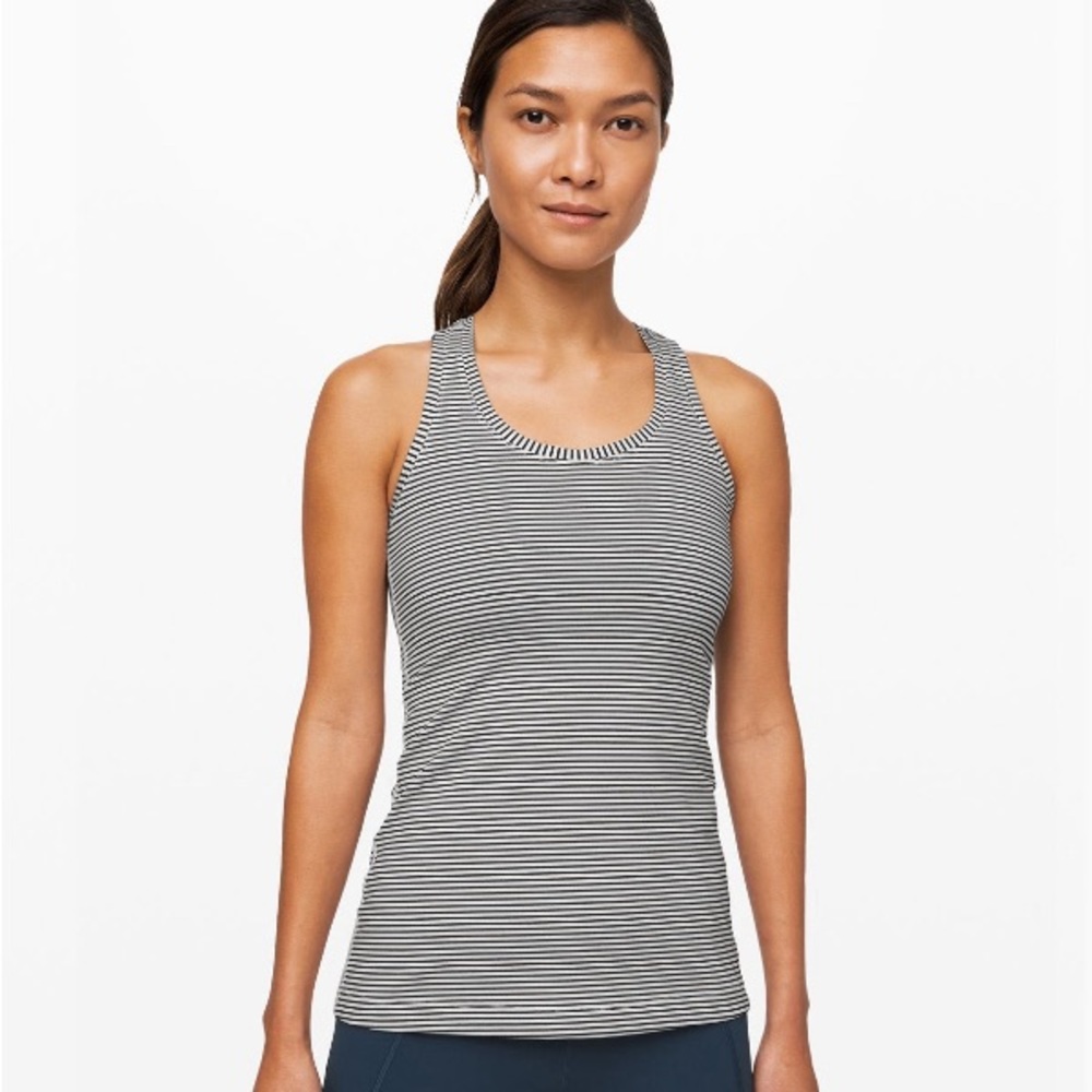 Lululemon Cool Raceback Tank Hype Stripe White & Black Size 8